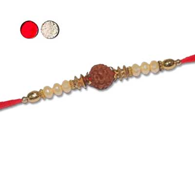 "Designer Fancy Rudraksha Rakhi - FR-8510 A (Single Rakhi) - Click here to View more details about this Product